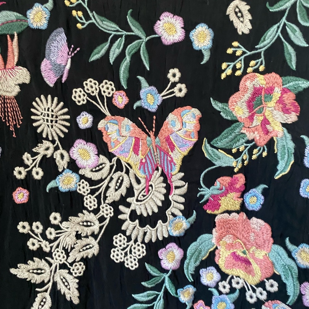 Johnny Was Black Dress with Floral Embroidery XS - Picture 2 of 8